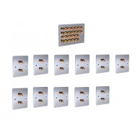 Complete Dolby 11.0 Flat Polished Chrome Surround Sound Speaker Wall Plate Kit - No Soldering Required