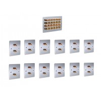 Complete Dolby 12.0 Flat Polished Chrome Surround Sound Speaker Wall Plate Kit - No Soldering Required