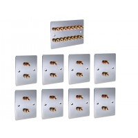 Complete Dolby 8.0 Flat Polished Chrome Surround Sound Speaker Wall Plate Kit - No Soldering Required