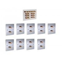 Complete Dolby 9.0 Flat Polished Chrome Surround Sound Speaker Wall Plate Kit - No Soldering Required