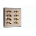 Stainless Steel Brushed Flat plate 4.0 1 gang - 8 Binding Post Speaker Wall Plate - 8 Terminals - No Soldering Required