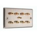 Stainless Steel Brushed Flat Plate 4.1 2 Gang Speaker Wall Plate 8 Terminals + RCA Phono Socket - No Soldering Required
