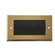 Brush Stripe Cable Entry single 2 Gang Wall Face Plate Outlet - Brass
