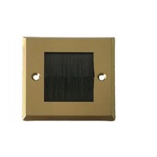 Brush Stripe Cable Entry single 1 Gang Wall Face Plate Outlet - Brass