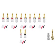 12 High Quality 24k Gold Banana Plugs 6 x Red 6 x Black