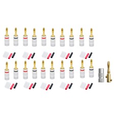 20 High Quality 24k Gold Banana Plugs 10 x Red 10 x Black