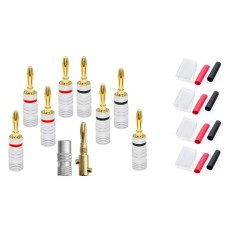 8 High Quality 24k Gold Banana Plugs 4 x Red 4 x Black