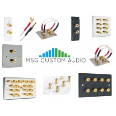 7.2 Surround Sound Speaker Wall Plate with Gold Binding Posts + 1 x RCA Socket + 1 x HDMI FLEXIBLE FLYLEAD. NO SOLDERING REQUIRED
